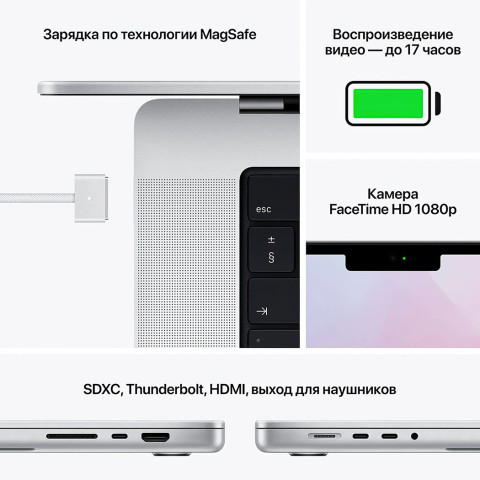 Ноутбук APPLE MacBook Pro 14" M1 PRO 1TB 2021 Silver MKGT3UA