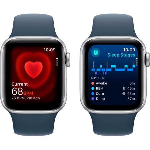Смартгодинник Apple Watch SE GPS 40mm Silver Aluminium Case with Storm Blue Sport Band – M/L