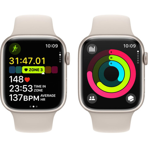 Смартгодинник Apple Watch Series 9 GPS 45mm Starlight Aluminium Case with Starlight Sport Band – S/M